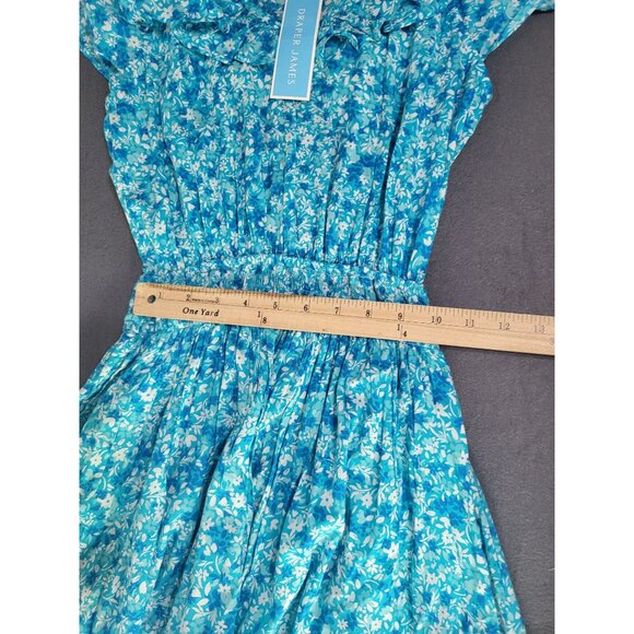 Draper James Womens Small Flutter Sleeve Maxi Dress Blue Aster Floral NWT - Picture 9 of 12